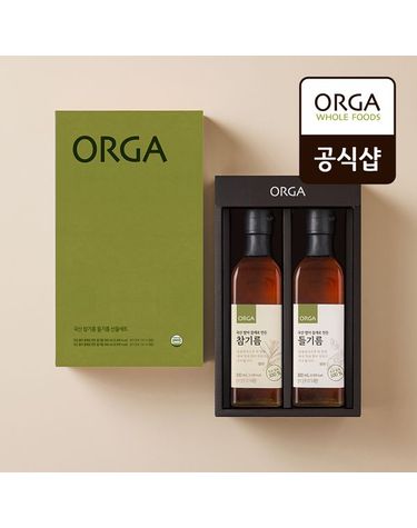 [보리보리] ORGA 국산 참기름 들기름 선물세트 600ml