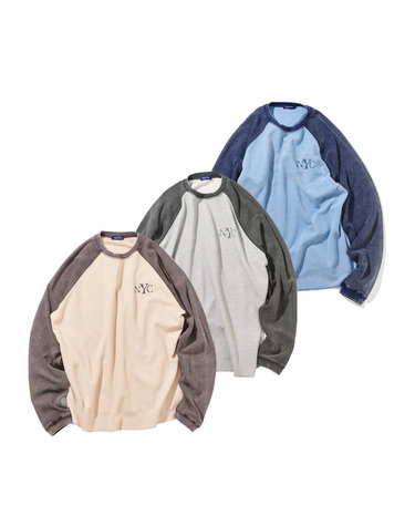 노티카 NAUTICA 릴렉스핏 NYC 로고 피그먼트 와플 래글런 L/S 티셔츠 1023207500620