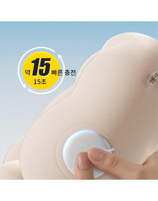 사만킬로미터 40000KM 휴대용 에어펌프 목쿠션 여행용 목베개 착용컷