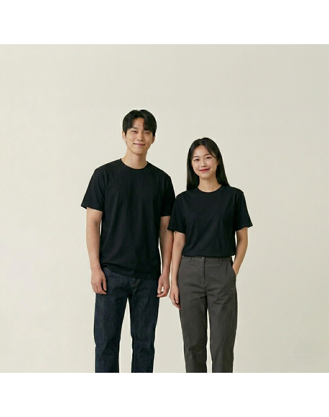 사만킬로미터 40000KM 무지 라운드 반팔티 3장 남녀공용 베이직 티셔츠 착용컷