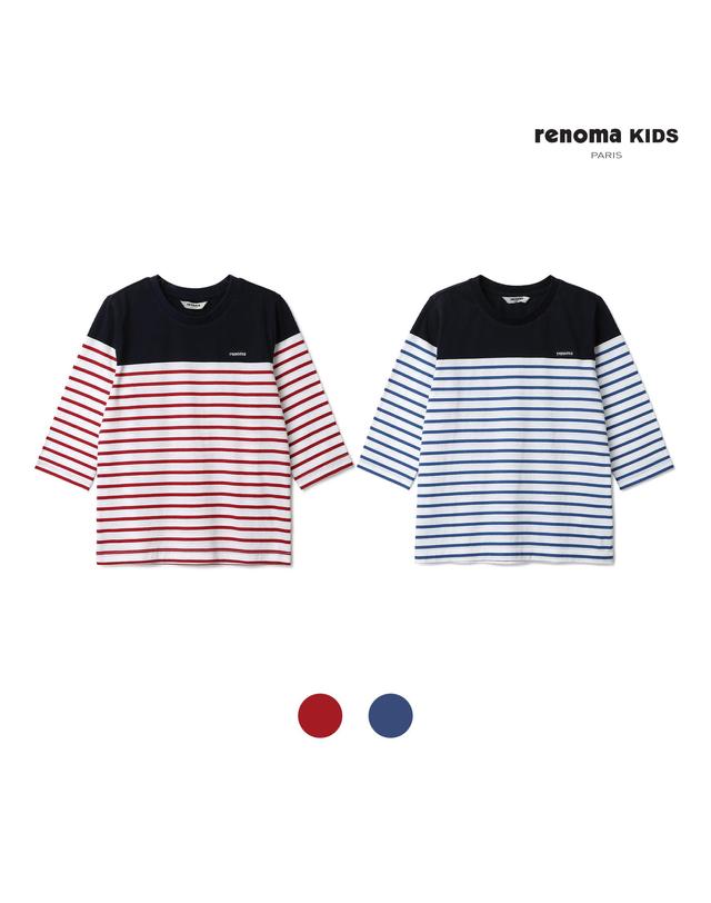 레노마 키즈 레노마키즈 남아 스트라이프 7부 티셔츠 (R2320T101-T) 착용컷