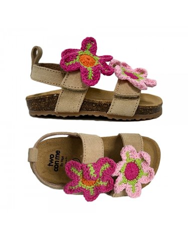 키즈 투콘미 플라워 패치 스웨이드 샌들 샌드 BK23FL SUEDE SABBIA
