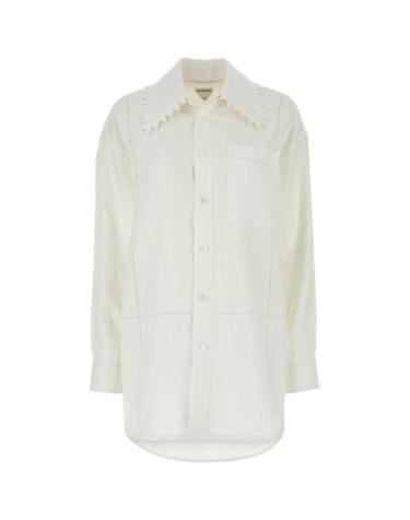 [해외직구][X45]BOTTEGA VENETA 792283V4B60 9071 여성 셔츠 남방 블라우스 White linen shirt