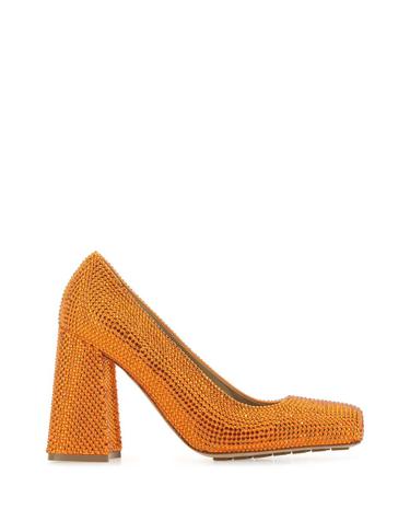 [해외직구][X45]보테가 베네타 690004V1NV2 7593 여성 펌프스 슬링백 하이힐 스트랩힐 Orange leather and rhinestones Tower pumps