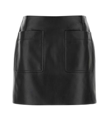 [해외직구][X45]보테가 베네타 844002V5BX0 1000 여성 스커트 치마 롱 미디 미니스커트 Black leather mini skirt