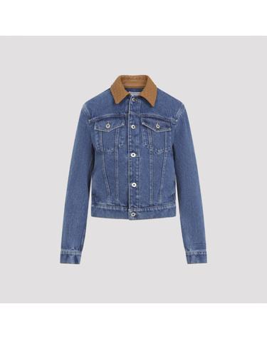 [해외직구][D14]보테가 베네타 863107V69P0 4300 MID BLUE 여성 자켓 코트 아우터 Bottega Veneta Denim Intrecciato Collar Jacket