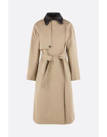 [해외직구][E32]보테가 베네타 874798V6KO02549 여성 트렌치코트 BOTTEGA VENETA cotton trench coat with leather collar