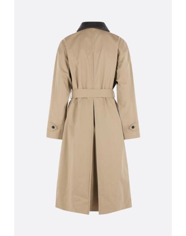 보테가 베네타 [해외직구][E32]보테가 베네타 874798V6KO02549 여성 트렌치코트 BOTTEGA VENETA cotton trench coat with leather collar 착용컷