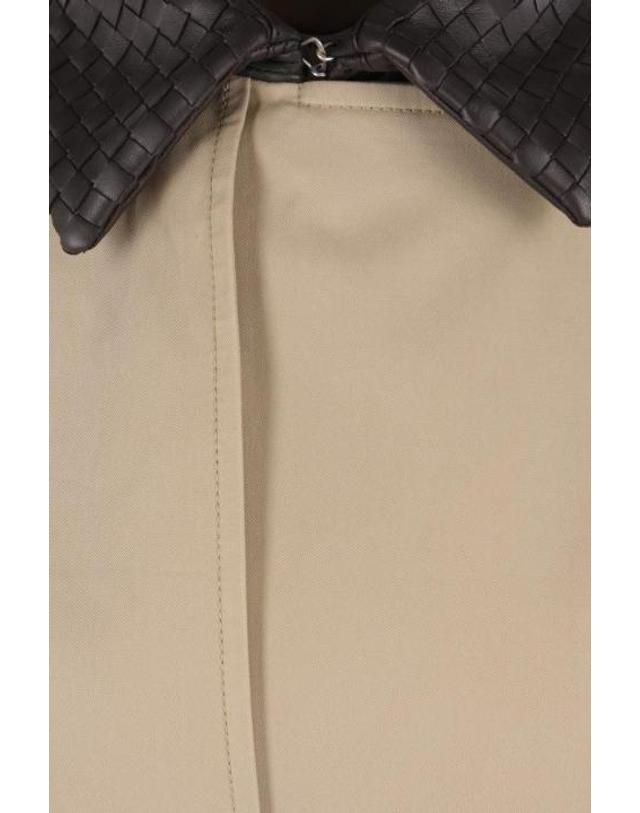 보테가 베네타 [해외직구][E32]보테가 베네타 874798V6KO02549 여성 트렌치코트 BOTTEGA VENETA cotton trench coat with leather collar 착용컷