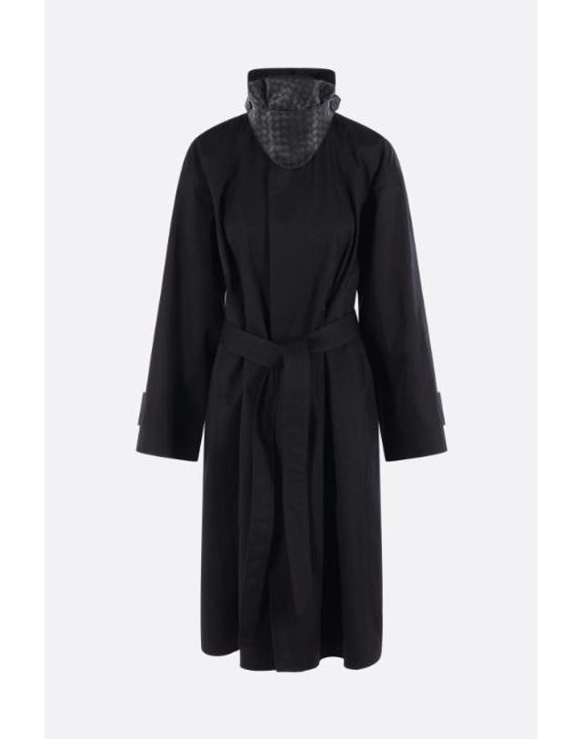 보테가 베네타 [해외직구][E32]보테가 베네타 871388V6KO01010 여성 트렌치코트 BOTTEGA VENETA cotton trench coat with leather collar 착용컷
