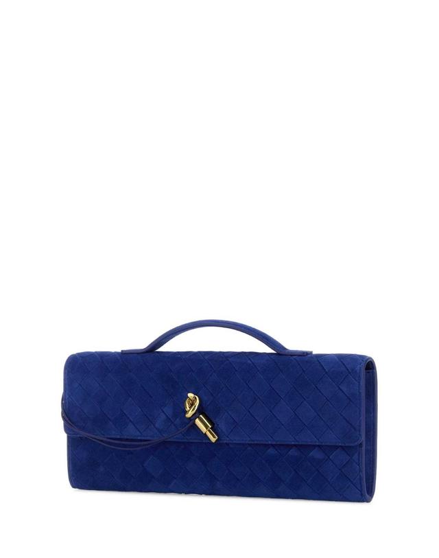 보테가 베네타 [해외직구][X45]BOTTEGA VENETA 741511V60F1 4300 가방 클러치백 파우치백 Blue suede Andiamo handbag 착용컷