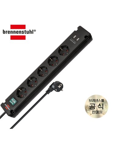 [브레넨스툴] 브레마운타 5구 USB포트 고용량 멀티탭 블랙 3m
