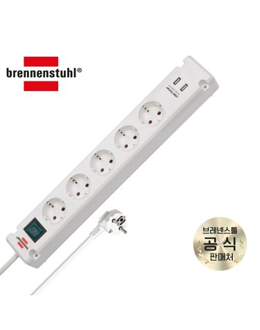 [브레넨스툴] 브레마운타 5구 USB포트 고용량 멀티탭 화이트 3m