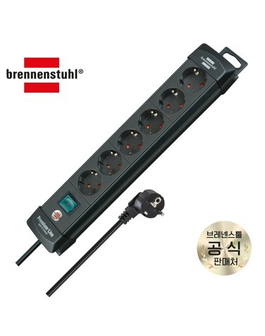 [브레넨스툴] 프리미엄라인 고용량 멀티탭 6구 블랙 3m