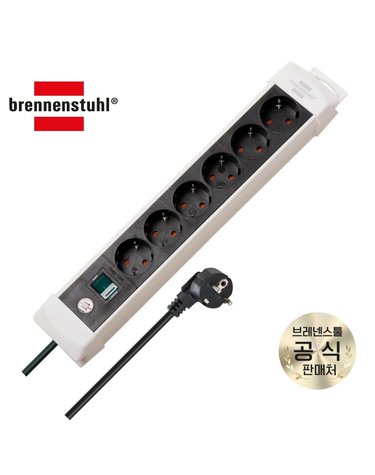 [브레넨스툴] 프리미엄라인 고용량 멀티탭 6구 화이트&블랙 3m