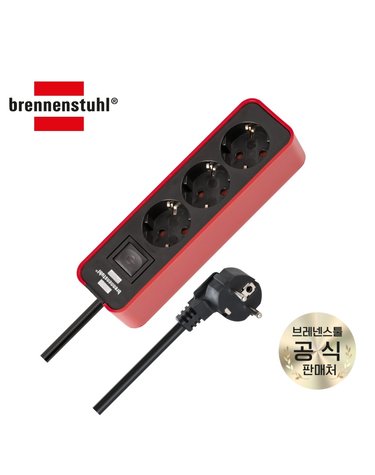 [브레넨스툴] Ecolor 고용량 멀티탭 3구 레드 1.5m