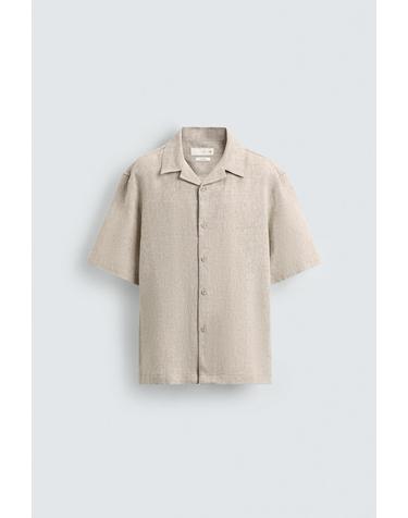 자라 100% 린넨 릴렉스핏 반팔 셔츠 5070/904/052 LIGHT BEIGE