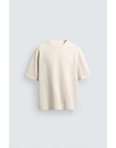 자라 릴랙스핏 인터록 코튼 반팔 맨투맨 0761/490/251 OYSTER-WHITE