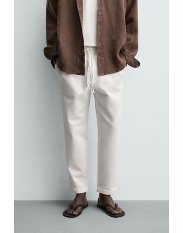 자라 이지케어 조거 웨이스트 화이트 팬츠 0347/890/251 OYSTER-WHITE