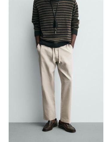 자라 릴랙스핏 코튼 리넨 와이드 팬츠 4470/460/804 PEARL GREY