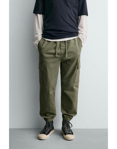 자라 테크니컬 슬림핏 카고 조거 팬츠 0108/402/505 KHAKI