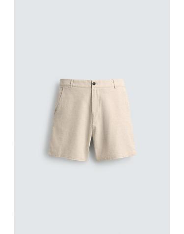 자라 리넨 혼방 텍스처 레귤러핏 버뮤다 쇼츠 1618/450/052 LIGHT BEIGE
