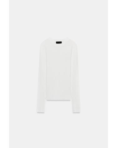 자라 세미시스루 파인니트 긴팔 티셔츠 2142/051/250 WHITE