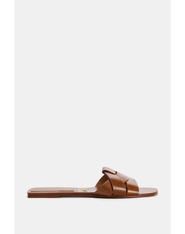 자라 크로스 스트랩 레더 슬라이드 샌들 2600/710/105 BROWN