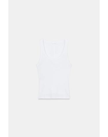 자라 베이직 코튼 골지 슬리브리스 탑 3253/301/250 WHITE