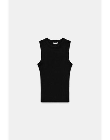 자라 골지 라운드넥 민소매 탑 4424/300/800 BLACK