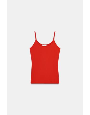 자라 레드 슬림핏 민소매 스트랩 티셔츠 3905/532/919 CORAL RED