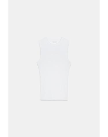 자라 골지 라운드넥 민소매 탑 4424/300/250 WHITE