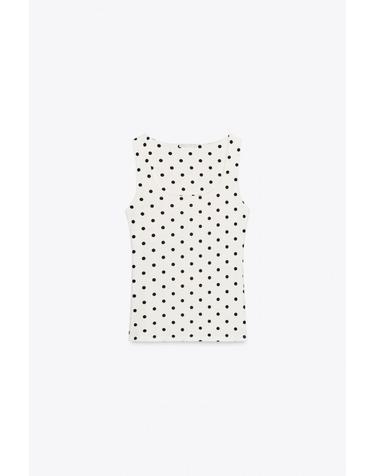 자라 도트 패턴 테크니컬 폴리아미드 와이드 스트랩 민소매 탑 3905/531/070 ECRU / BLACK