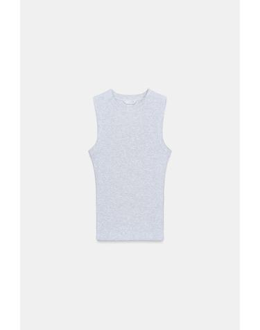 자라 골지 라운드넥 민소매 탑 4424/300/803 GREY MARL