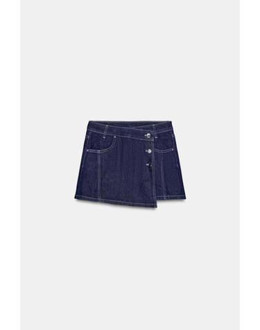 자라 데님 랩 미니 스커트 팬츠 1416/035/407 BLUE