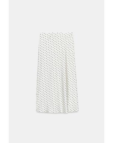 자라 도트 패턴 새틴 미디 스커트 8338/537/070 ECRU / BLACK