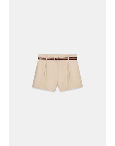자라 다트 벨트 버뮤다 반바지 4387/472/743 LIGHT CAMEL