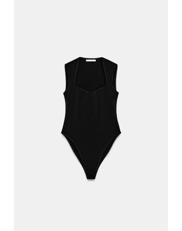 자라 스트레치 스퀘어넥 민소매 바디수트 5584/260/800 BLACK