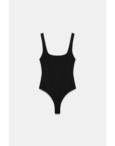자라 스트레치 스퀘어넥 바디수트 5039/373/800 BLACK