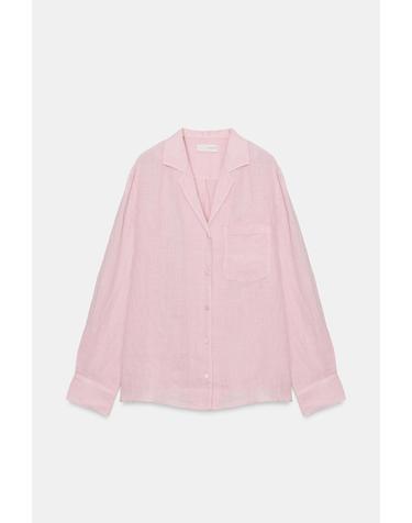 자라 린넨 핑크 테크니컬 긴팔 셔츠 5344/010/619 LIGHT MAUVE