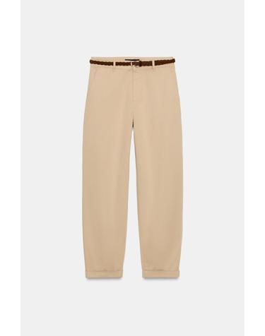 자라 벨트 스트레이트 치노 팬츠 2349/330/743 LIGHT CAMEL