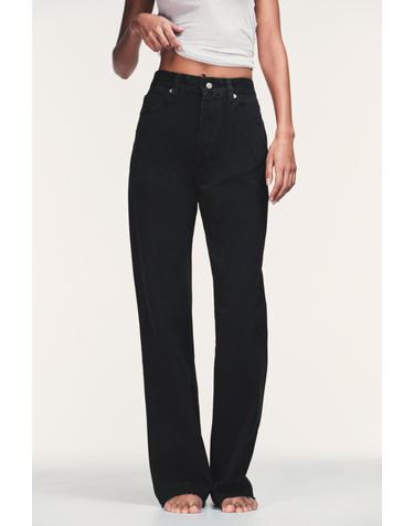 자라 블랙 하이웨이스트 와이드핏 데님 팬츠 5575/229/800 BLACK