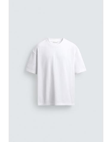 자라 릴랙스핏 코튼 텍스처 반팔 티셔츠 화이트 1887/410/250 WHITE