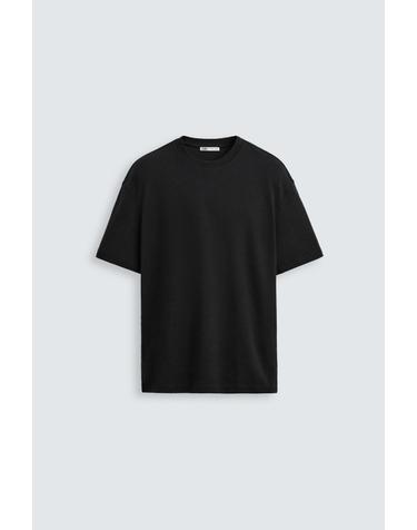 자라 베이직 릴렉스핏 인터록 반팔 티셔츠 블랙 5584/471/800 BLACK