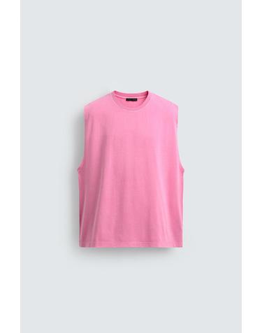 자라 워싱 이펙트 라운드넥 민소매 탑 0722/460/460 NEON PINK