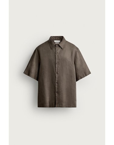 자라 100% 린넨 릴렉스핏 반팔 셔츠 5070/904/737 BROWN / TAUPE