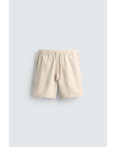 자라 레귤러핏 텍스처 코튼 버뮤다 반바지 7147/476/052 LIGHT BEIGE