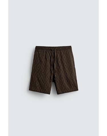 자라 지오메트릭 자카드 버뮤다 쇼츠 1450/401/700 BROWN