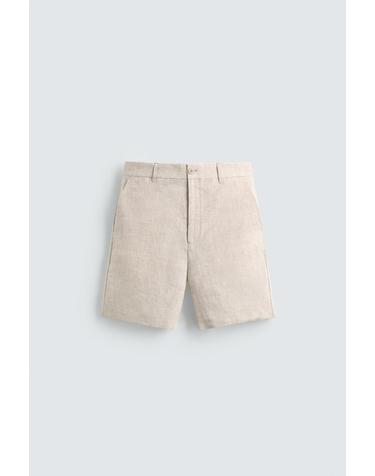 자라 리넨 레귤러핏 베이지 버뮤다 반바지 1957/121/052 LIGHT BEIGE