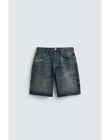 자라 빈티지 데님 스트레이트핏 버뮤다 쇼츠 8062/408/445 BLUE / GREEN